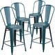preview thumbnail 16 of 22, Distressed Metal Indoor/ Outdoor 24-inch Counter Stools (Set of 4)