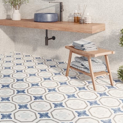 Merola Tile Prisma Blue 9-3/4" x 9-3/4" Porcelain Floor and Wall Tile