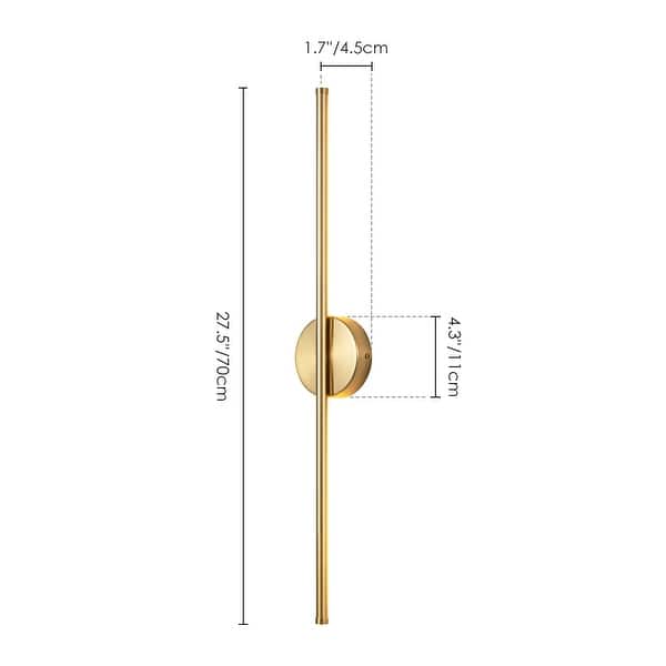 dimension image slide 7 of 13, 1-Light Black/ Gold/ Nickel Modern Long Linear Strip Wall Sconce Dimmable LED Bathroom Vanity Light