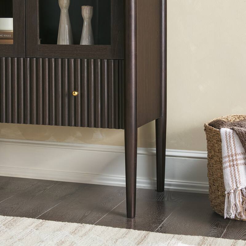 Walker Edison Modern Fluted Glass Bookshelf Cabinet