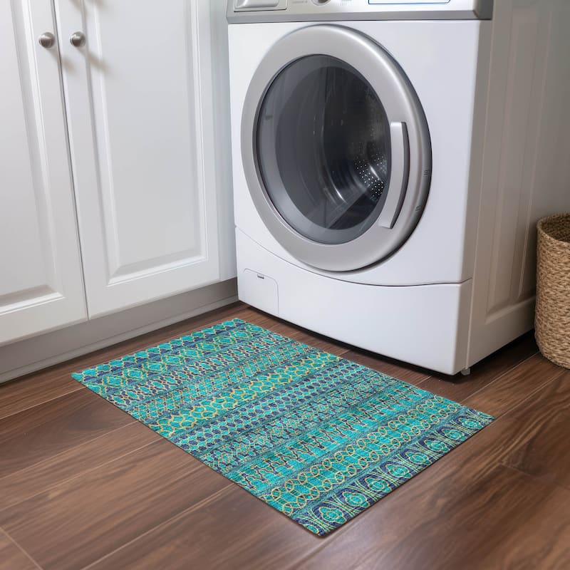 Machine Washable Indoor/ Outdoor Chantille Stripe Boho Rug