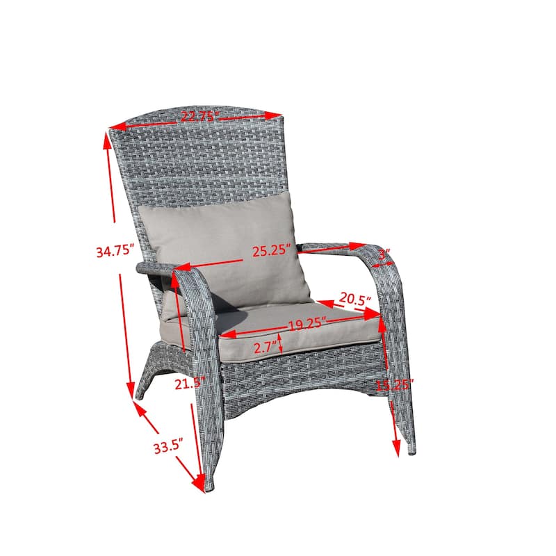 2-Piece Wicker Outdoor Dining Chairs with Beige Cushions