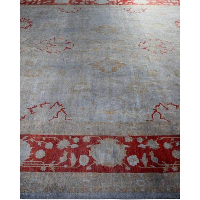 Overton Hand Knotted Wool Vintage Inspired Modern Contemporary Overdyed Gray Area Rug - 9' 1" x 12' 7"