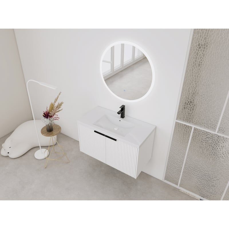 Wall Mounted Bathroom Vanity with Resin Sink