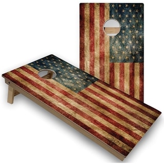 Solid Wood Cornhole Boards - American Flag Distressed Design