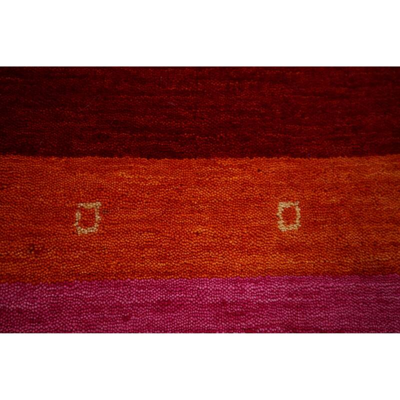 Striped Gabbeh Indian Area Rug Handmade Multi-Color Wool Carpet - 8'2" x 9'8"