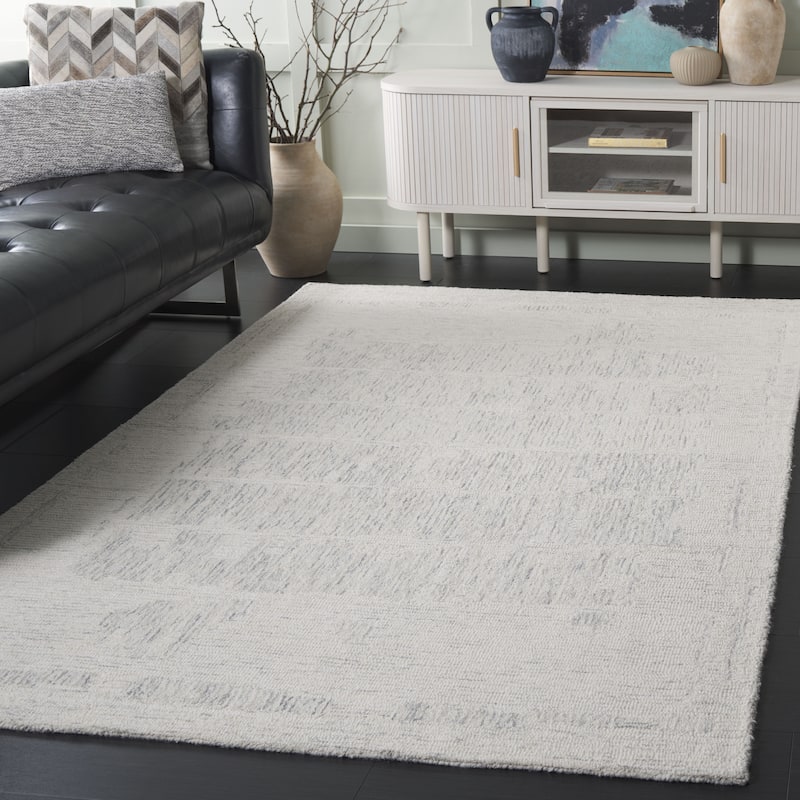 SAFAVIEH Handmade Ebony Isaurinda Wool Rug - 8' x 10' - Ivory/Grey