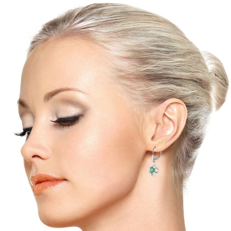 1.1 Carat 14K Solid Gold Emerald Flower Bloom Gemstone Earrings