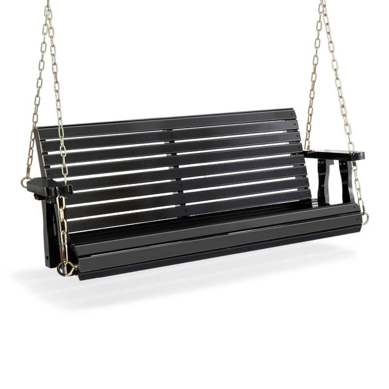 2 Person Patio Wooden Porch Swing - Black