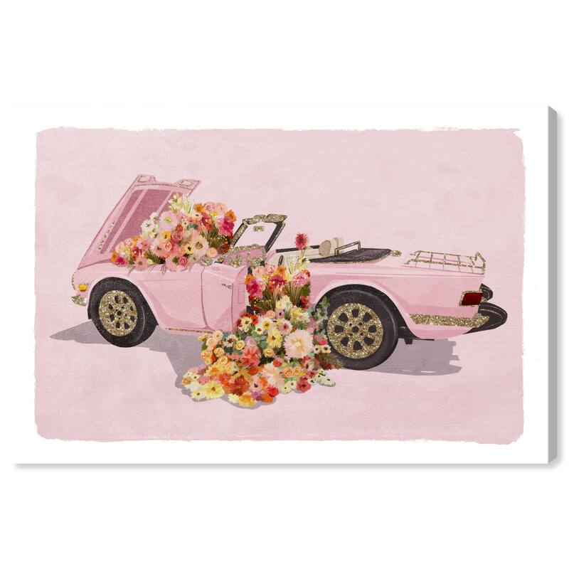 Wynwood Studio Canvas Fashion and Glam Fashion Ride Pink and Light Pink Glam Wall Art Canvas Print