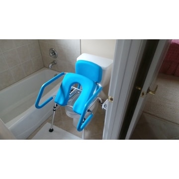 GentleBoost Uplift Assist Commode & Shower Chair with Integrated Toilet Safety Rail Self-Powered Uplift Seat