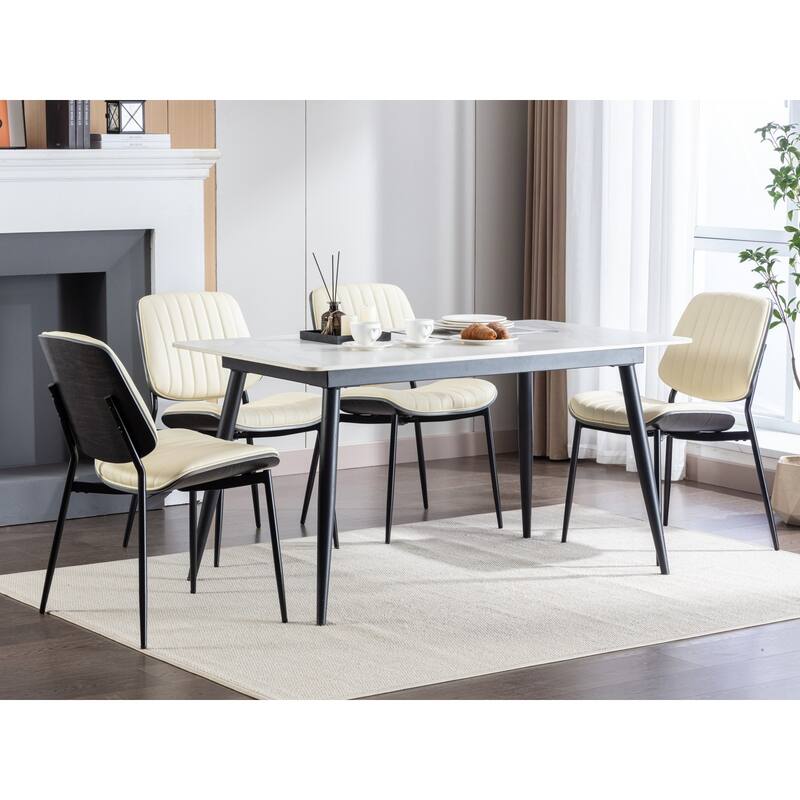 GDFStudio Mid Century Modern Armless Upholstered Dining Chairs with Metal Legs