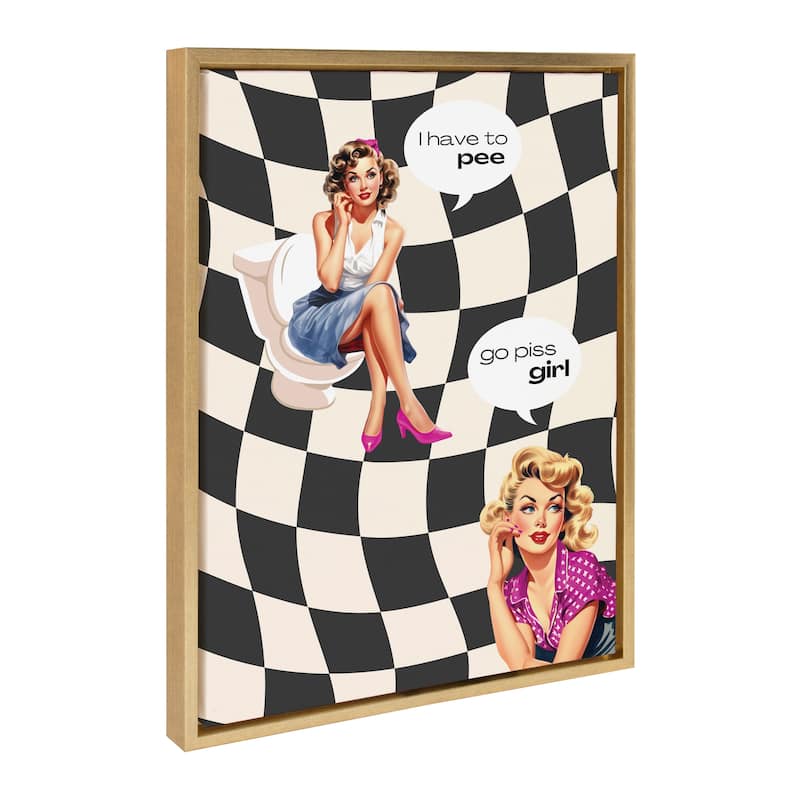 Kate and Laurel Sylvie Go Girl Black Framed Canvas by Honey Island - 18x24 - Yellow