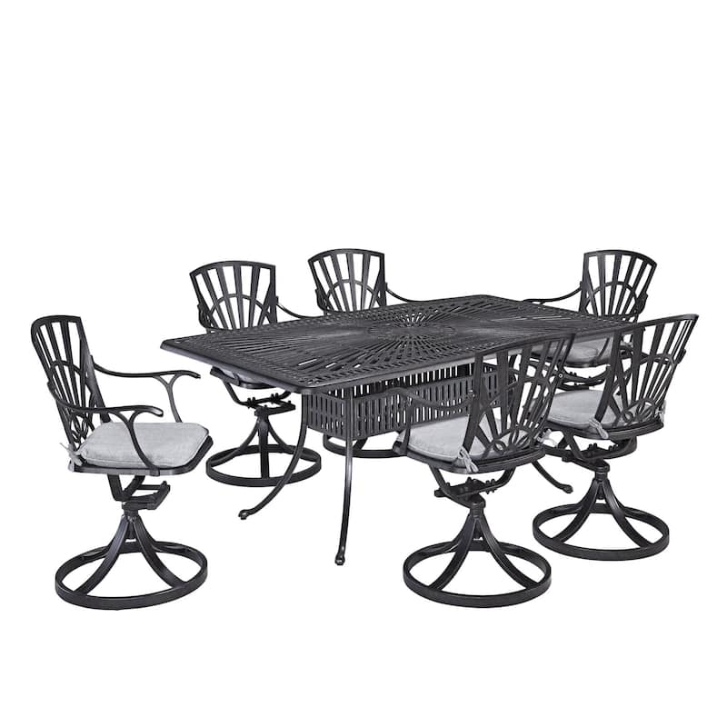 Grenada Charcoal Aluminum 7 Piece Outdoor Dining Set - 72" x 29" x 42" - Charcoal