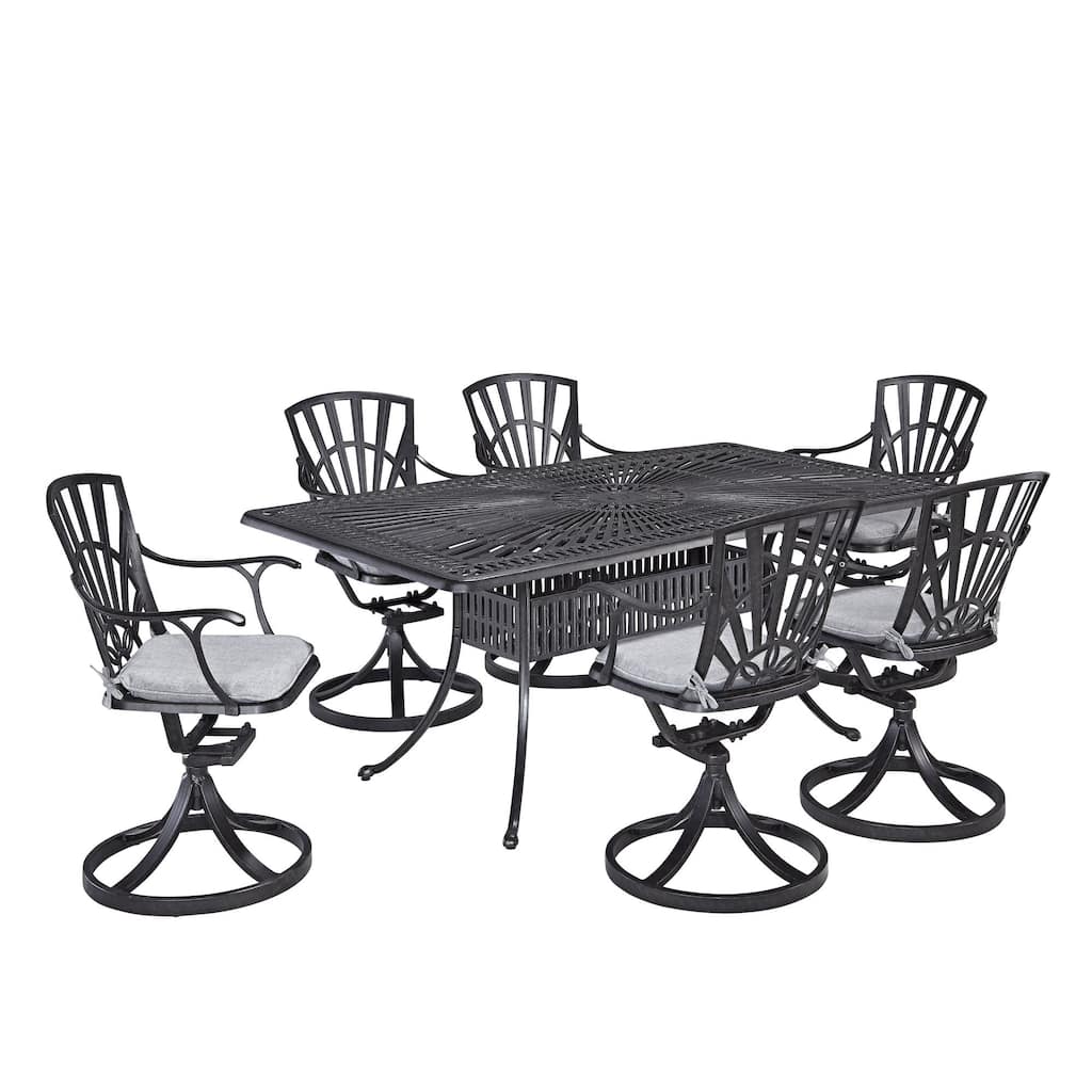 Grenada Charcoal Aluminum 7 Piece Outdoor Dining Set - 72" x 29" x 42"