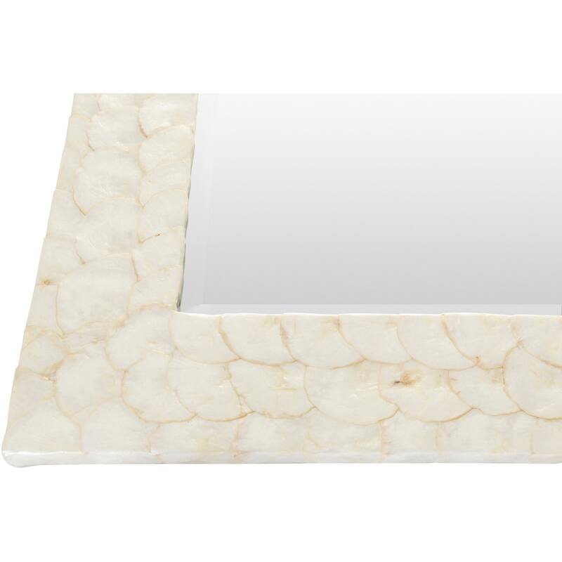 Colyton White Mother of Pearl Inlaid Rectangular Wall Mirror - 28" x 40"