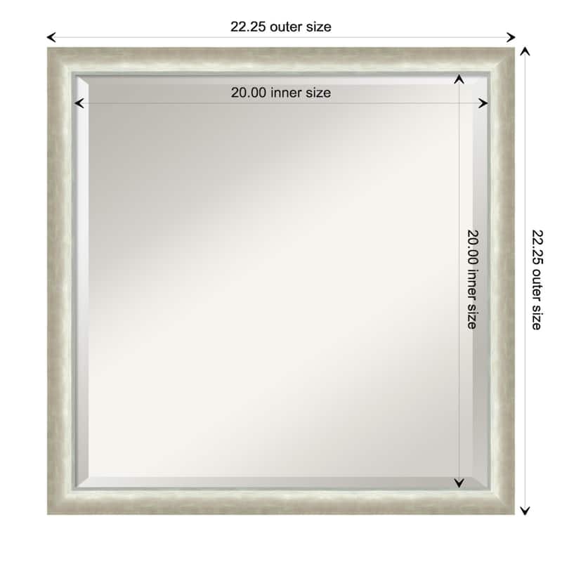 Two Tone Beveled Wood Framed Bathroom Vanity Wall Mirror - Two Tone Silver - Glass Size 20x20