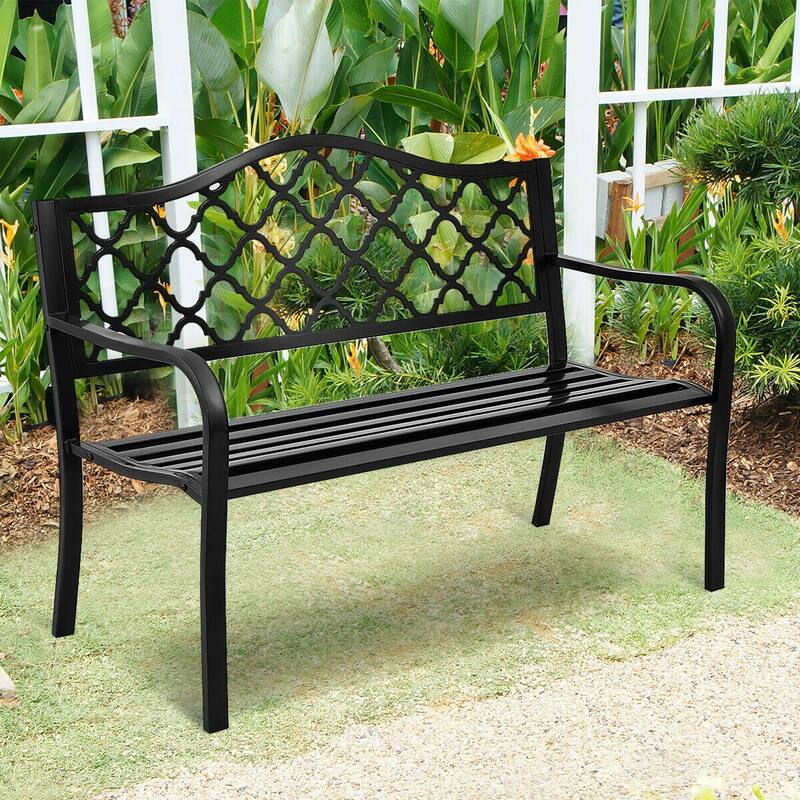 Costway 50'' Patio Garden Bench Loveseats Park Yard Furniture Decor