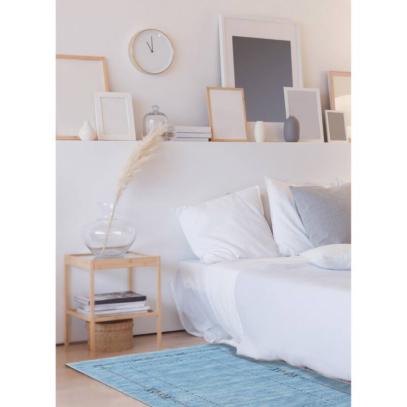 ECARPETGALLERY Hand Loomed Kashkuli Gabbeh Turquoise Wool Rug - 3'2 x 5'0