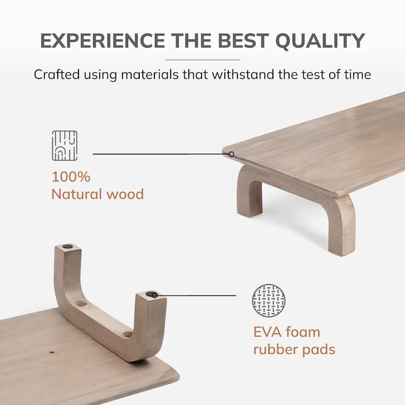Jani Wood Monitor Stand Riser Desk - Ergonomic Design Stand, Desktop Organizer Table for Home, Office Workspace, Gaming Desk