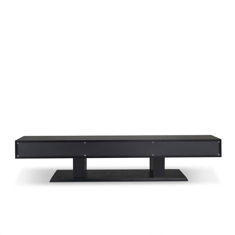 Contemporary 70 TV Stand with Storage Drawers and Open Compartment in Black Finish