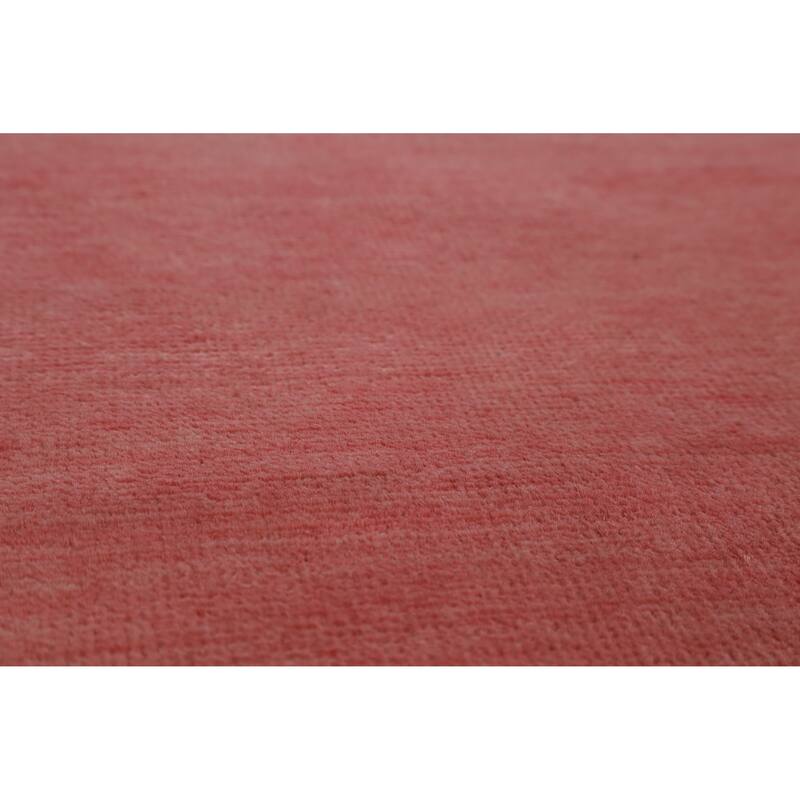 Hand Knotted Oriental 100% Wool Carpet Modern Solid Pink Gabbeh Area Rug - 11' 9'' X 9' 1''