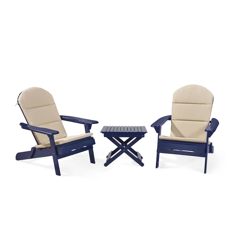 Malibu Outdoor 2 Seater Acacia Wood Chat Set with Water Resistant Cushions by Christopher Knight Home - Navy Blue + Khaki