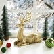 preview thumbnail 2 of 6, Glitzhome 11"H Resin Christmas Lying Reindeer Table Decor