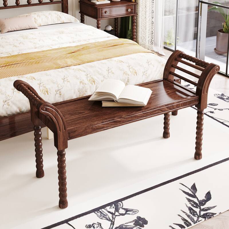 Elegant Retro Style Bench with Turned Legs