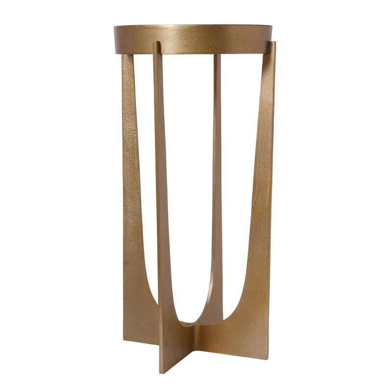 Silver Orchid Brass Round Pedestal Accent Table