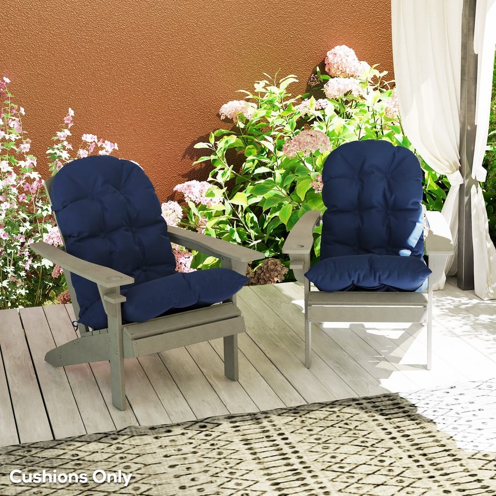Outsunny Outdoor Adirondack Chair Cushions Set of 2, Tufted High Back Patio Chair Cushions, Adirondack Cushions
