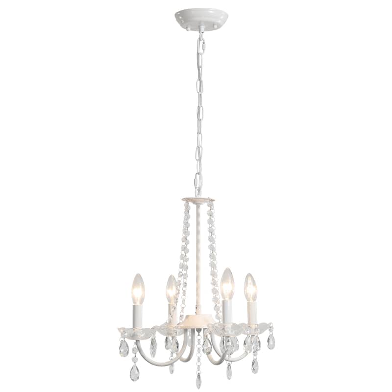 4-Light Candle Style Chandelier with Crystal Accents for Living Room Bedroom