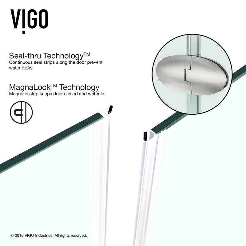 VIGO Gemini Frameless Hinged Neo-Angle Shower Enclosure and Base