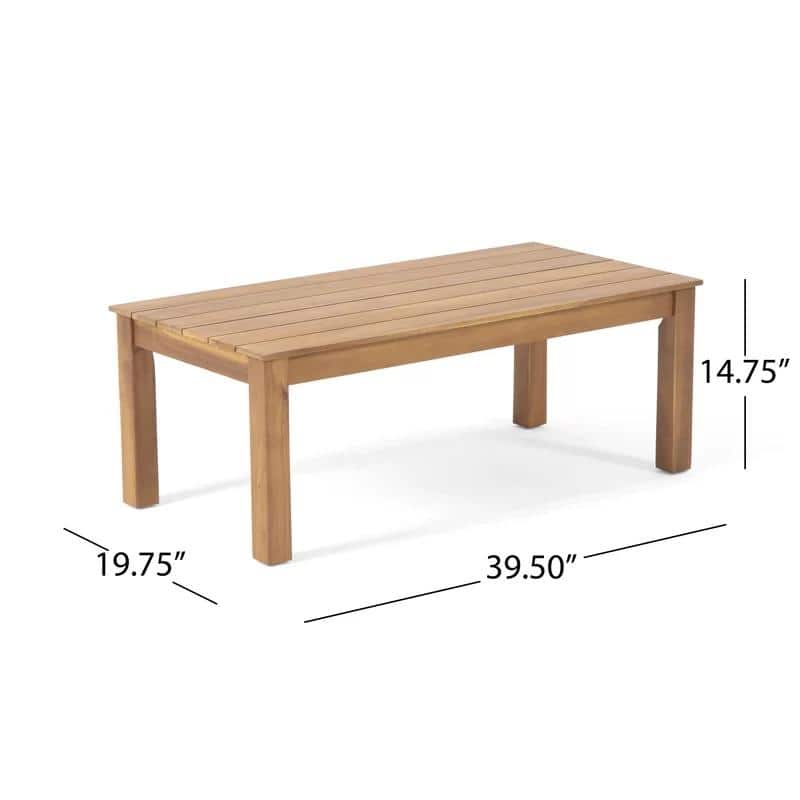 Roomfitters 4 Pcs Outdoor Patio Sofa Set with Loveseat, Club Chairs, Coffee Table, Acacia Wood Frame and Cushions, Grey