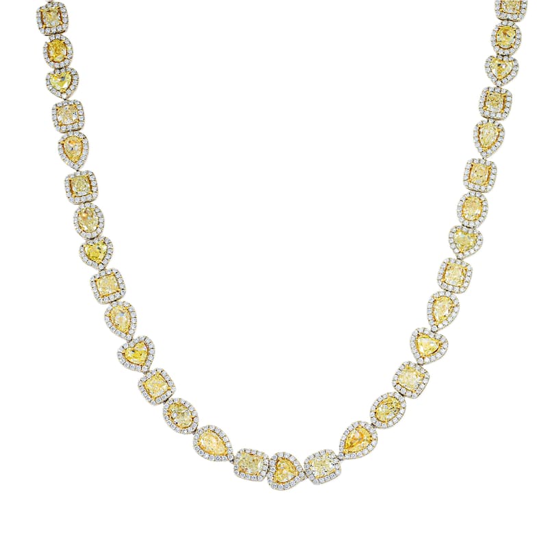 House Of Leon 18K Two Tone Multi Cut Canary Yellow Diamond Chain 53.97ctw