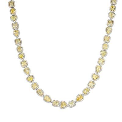 House Of Leon 18K Two Tone Multi Cut Canary Yellow Diamond Chain 53.97ctw