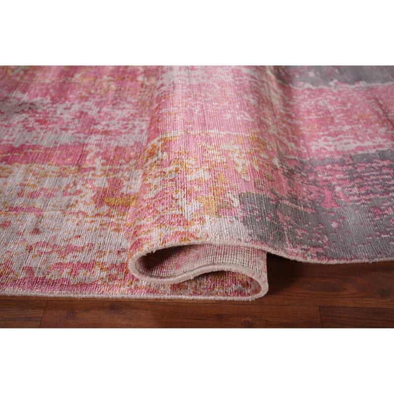 Contemporary Abstract Indian Area Rug Hand-Knotted Modern Wool Carpet - 5'11"x 8'11"