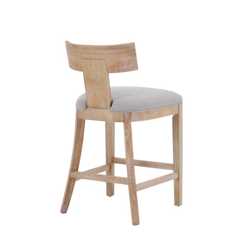 Set of 2 Fabric High Barstool with Back Upholstered Dining Chair, Wooden Frame Bar Chair for Home Bar, Kitchen Counter