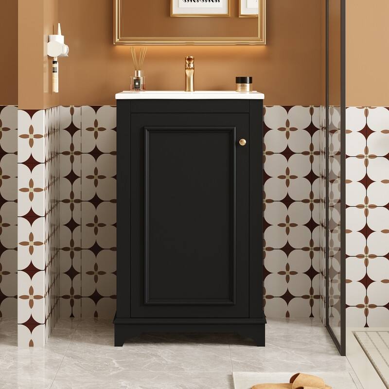 20" Bathroom Vanity with Ceramic Sink, Soft Closing Door, adjustable shelf