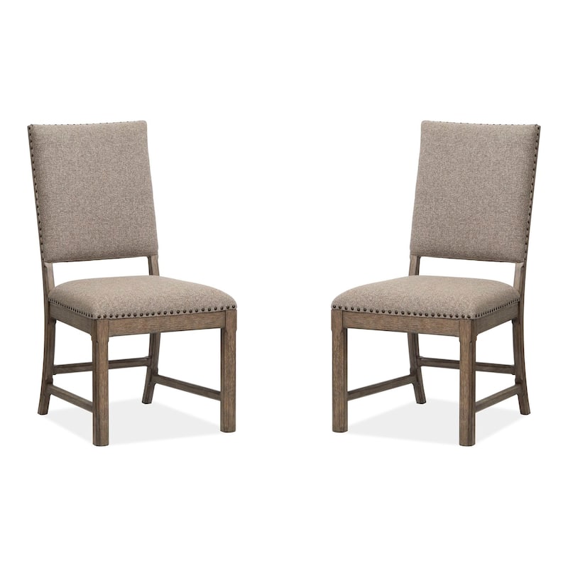 Magnussen Home Claremont Smokey Taupe Upholstered Side Chair Two Pack - 20''W x 25''D x 39.44''H - 20''W x 25''D x 39.44''H - Set of 2 - Smokey Taupe - Dining Height