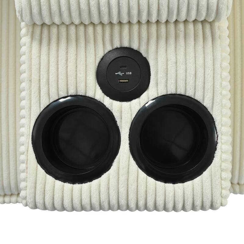 105" L-Shaped Corduroy Sectional Sofa with Storage Armrests and Console, 4-Seater Convertible Couch with USB charging