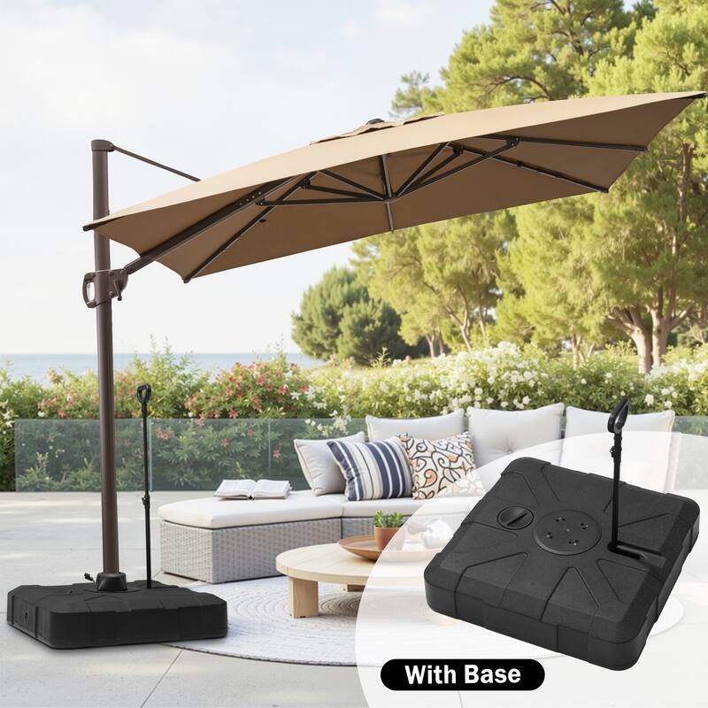 11 x 9 FT Aluminum Outdoor Patio Offset Cantilever Umbrella with Base