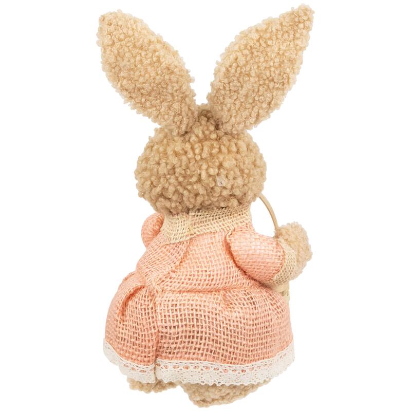Plush Girl Easter Rabbit Decoration with Basket - 10"