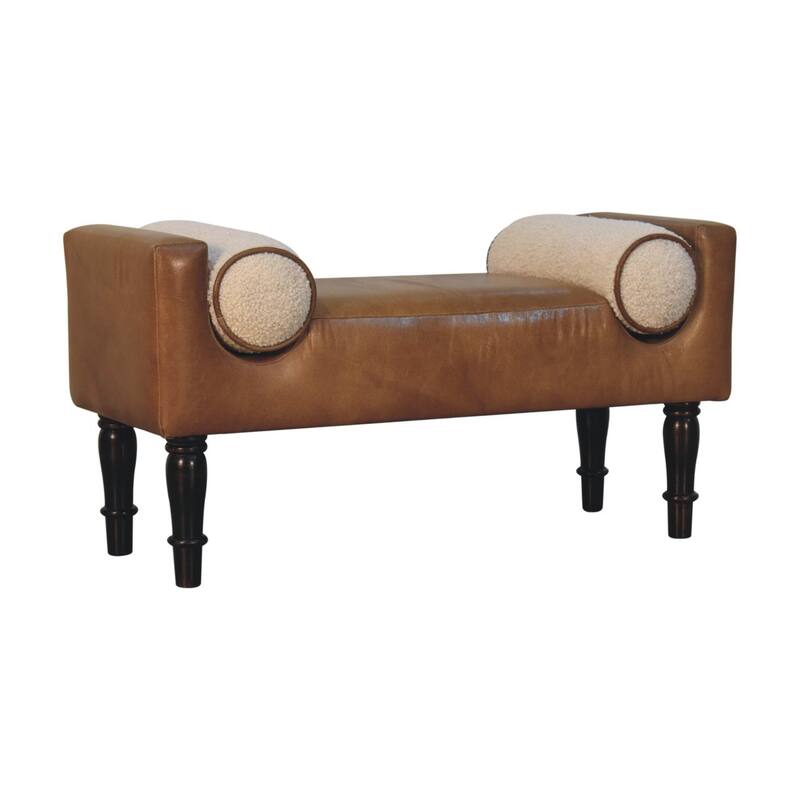 Artisan Furniture Solid Wood, Upholstered Chester Buffalo Bench