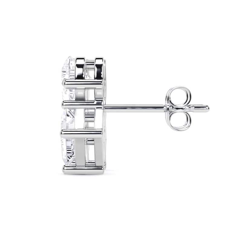 Auriya 14k Gold Pear-shaped and Emerald-cut Lab Grown Toi Et Moi Diamond Stud Earrings 2.55 ct. tw. Push-Back (F-G VS) - White