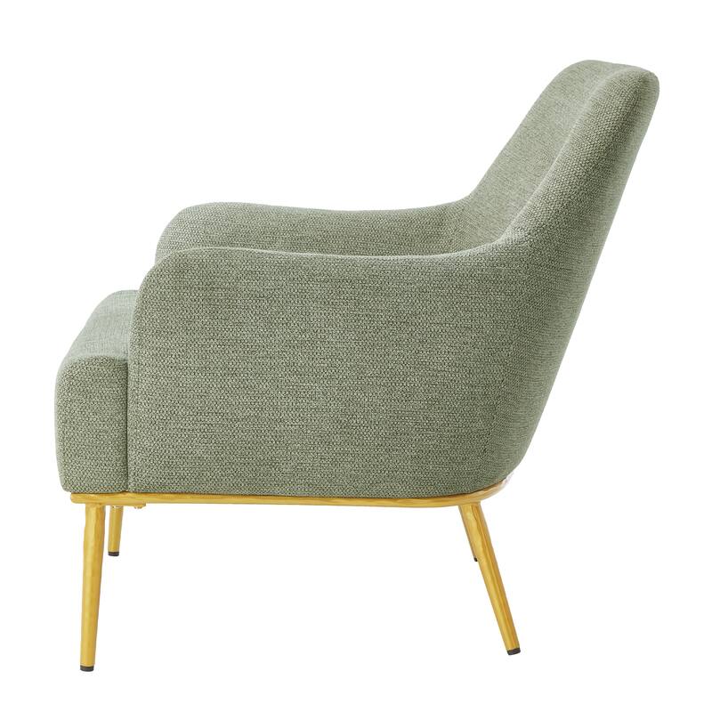 Christopher Knight Home - Modern Upholstered Armchair with Gold Metal Legs and Curved Backrest
