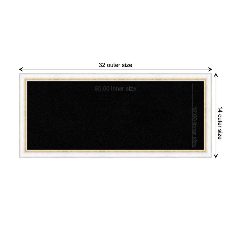 Morgan Wood Framed Black Corkboard Bulletin Board - Morgan White Gold - Board Size 30x12