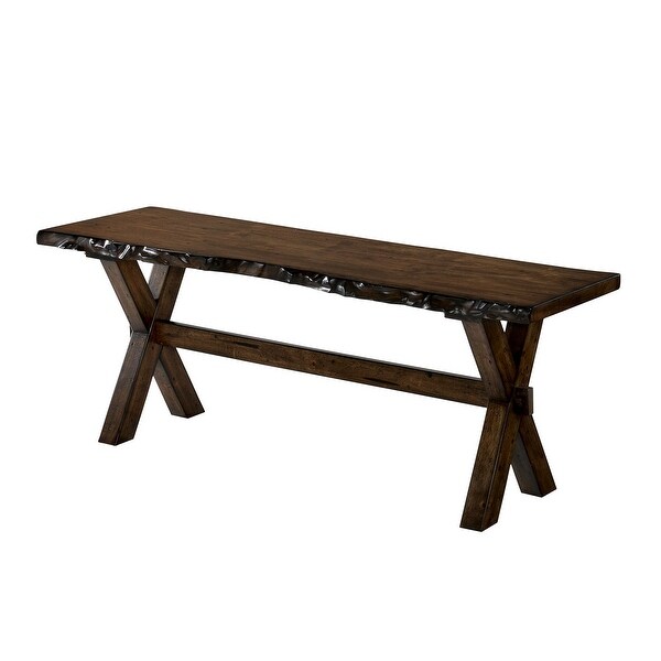 Transitional Style Solid Wood Bench with Trestle Base and Cross Legs , Brown