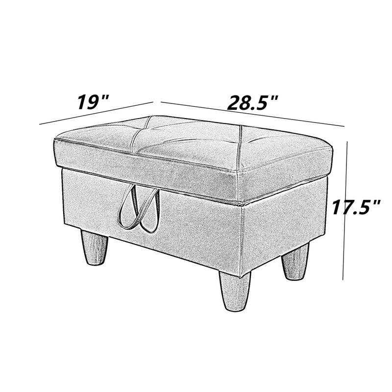 KISRAIS 28.5" Wide Upholstered Storage Ottoman