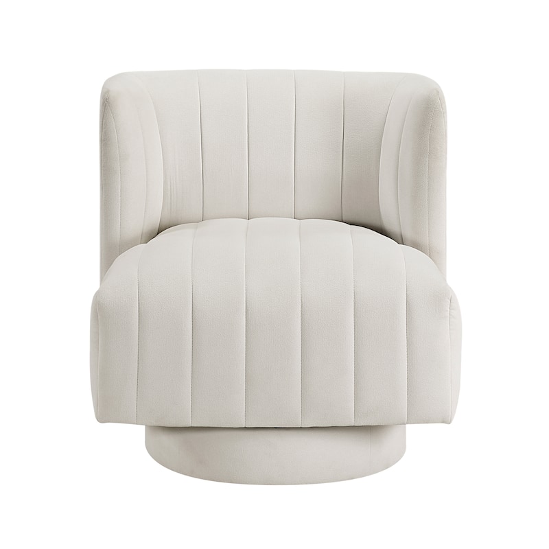 Bay 27.5" Textured Swivel Chair - Channel Tufted Barrel Back